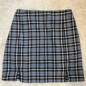 Love on a Hanger Blue and Black Plaid Pencil Skirt